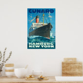 CUNARD OCEAN LINER HAMBURG NEW YORK POSTER (Keuken)