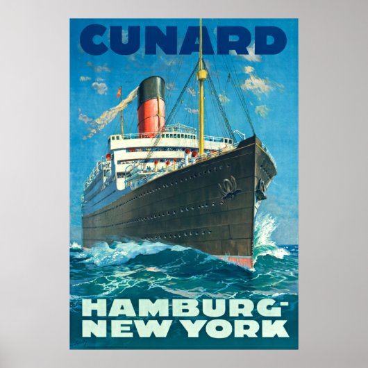 CUNARD OCEAN LINER HAMBURG NEW YORK POSTER (Voorkant)