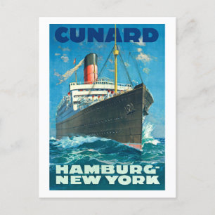 CUNARD OCEAN LINER HAMBURG NEW YORK POSTER BRIEFKAART