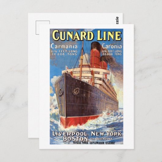 CUNARD OCEAN LINER HAMBURG NEW YORK POSTER POSTCAR BRIEFKAART (Voorkant / Achterkant)
