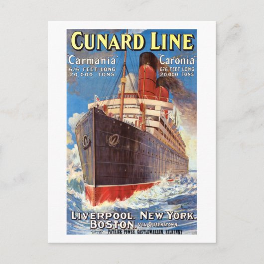 CUNARD OCEAN LINER HAMBURG NEW YORK POSTER POSTCAR BRIEFKAART (Voorkant)