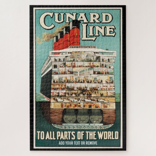 Cunard ocean liner luxury steamship retro poster, legpuzzel (Verticaal)