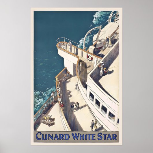 Cunard White Star Line Vintage Reisposter Poster (Voorkant)