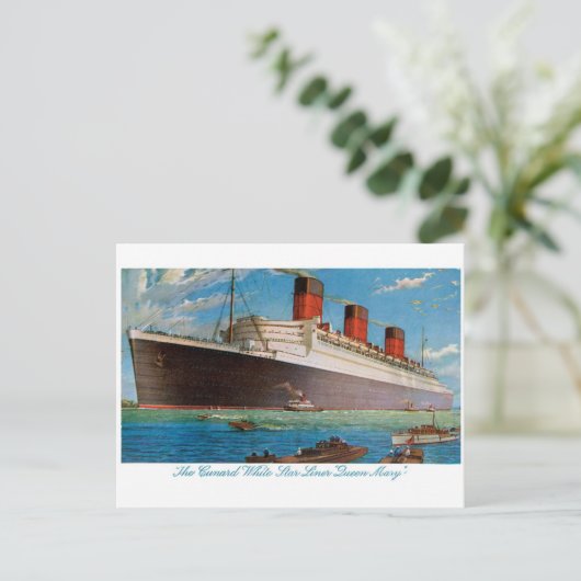 Cunard White Star Line's Queen Mary Briefkaart (Staand voorkant)