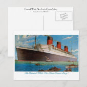 Cunard White Star Line's Queen Mary Briefkaart (Voorkant / Achterkant)