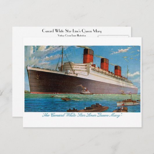 Cunard White Star Line's Queen Mary Briefkaart (Voorkant / Achterkant)