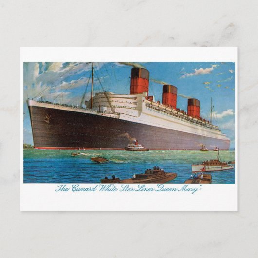 Cunard White Star Line's Queen Mary Briefkaart (Voorkant)