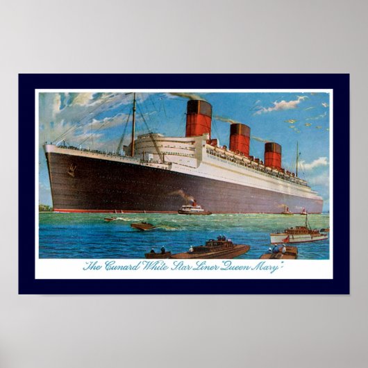 Cunard White Star Line's Queen Mary Poster (Voorkant)