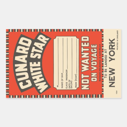 Cunard White Star (naar New York) Rechthoekige Sticker (Voorkant)
