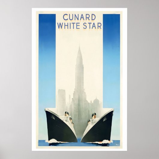 Cunard White Star Vintage Reisposter Poster (Voorkant)