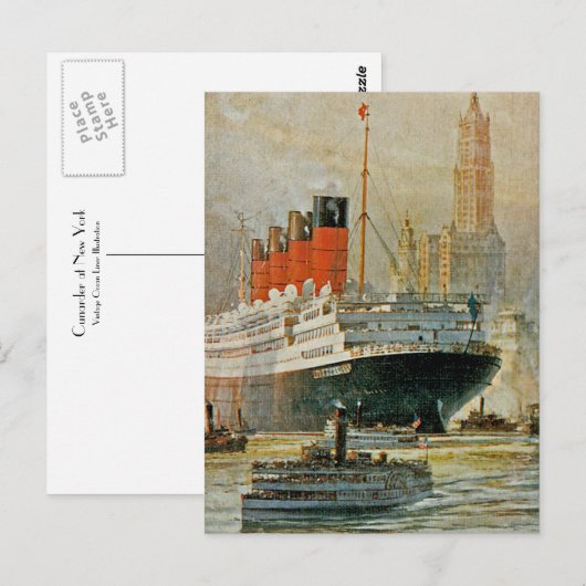 Cunarder in New York Briefkaart (Voorkant / Achterkant)