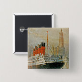 Cunarder in New York Vierkante Button 5,1 Cm (Voorkant /achterkant)