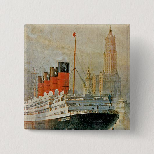 Cunarder in New York Vierkante Button 5,1 Cm (Voorkant)