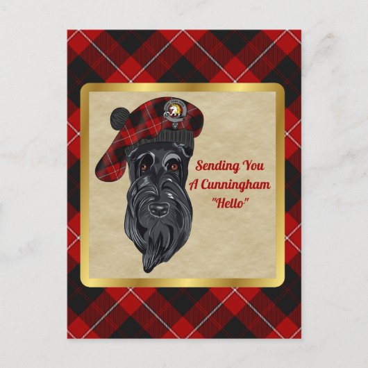 Cunningham Clan Badge & Tartan Briefkaart (Voorkant)