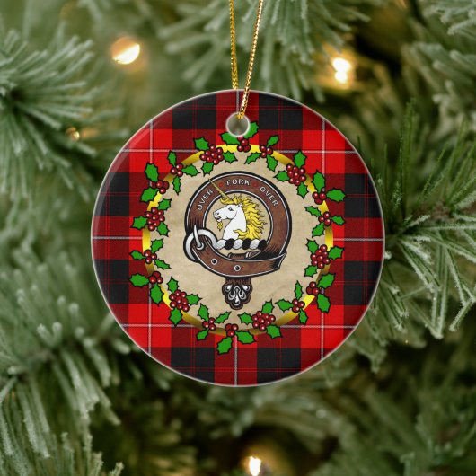 Cunningham Clan Badge & Tartan Persoonlijke mas Keramisch Ornament (Boom)