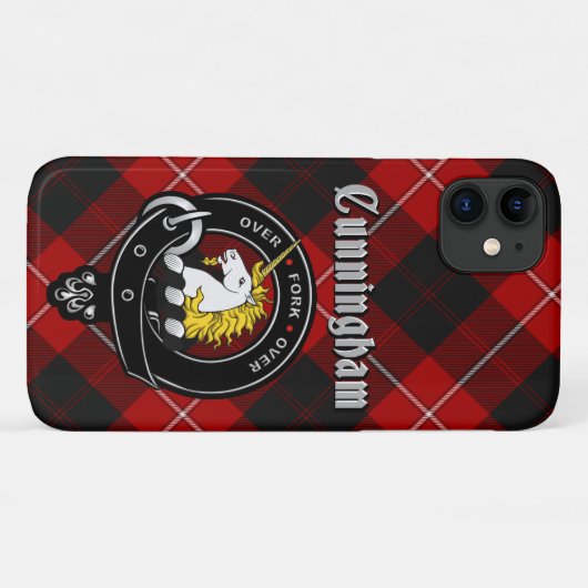 Cunningham Clan Badge & Tartan Telefoon Case (Achterkant (horizontaal))