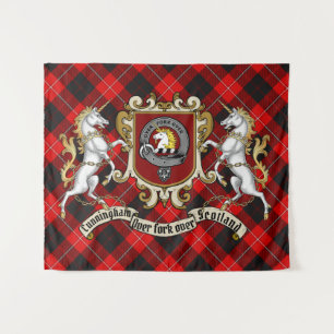 Cunningham Clan Badge & Unicorns w/Tartan Wandkleed