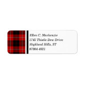 Cunningham Clan Red en Black Scottish Tartan Etiket (Voorkant)