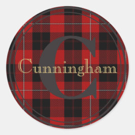 Cunningham Clan Tartan Monogram Naam Seal Sticker