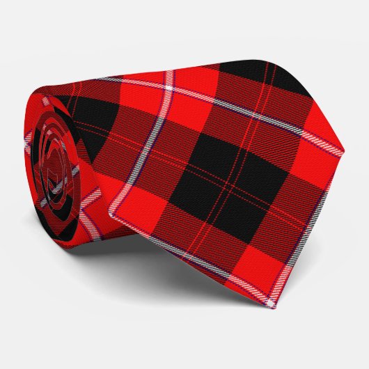 Cunningham Clan Tartan Rood Zwart Stropdas (Opgerold)