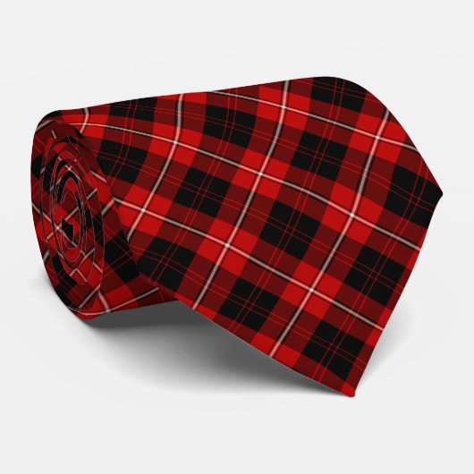Cunningham Clan Tartan Zwart en Rood Plaid Stropdas (Opgerold)