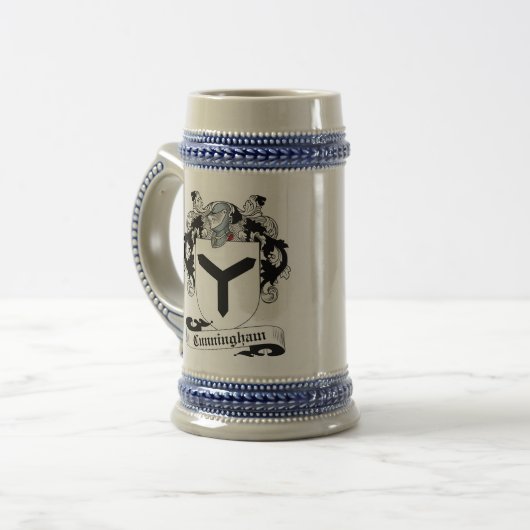 Cunningham Coat of Arms Stein - Family Crest Bierpul (Voorkant links)