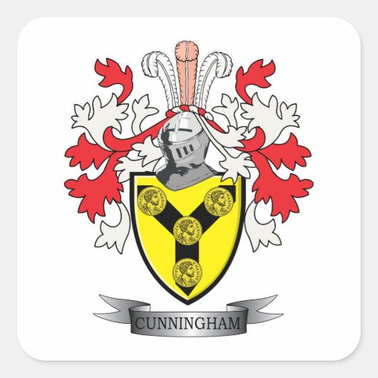 Cunningham Family Crest Coat. Vierkante Sticker (Voorkant)
