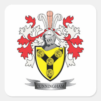 Cunningham Family Crest Coat. Vierkante Sticker