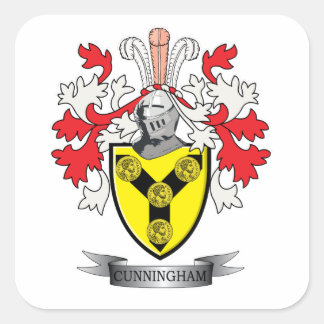 Cunningham Family Crest Coat. Vierkante Sticker