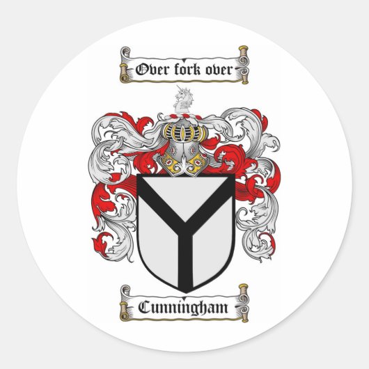 CUNNINGHAM FAMILY CREST - CUNNINGHAM WAPEN RONDE STICKER (Voorkant)