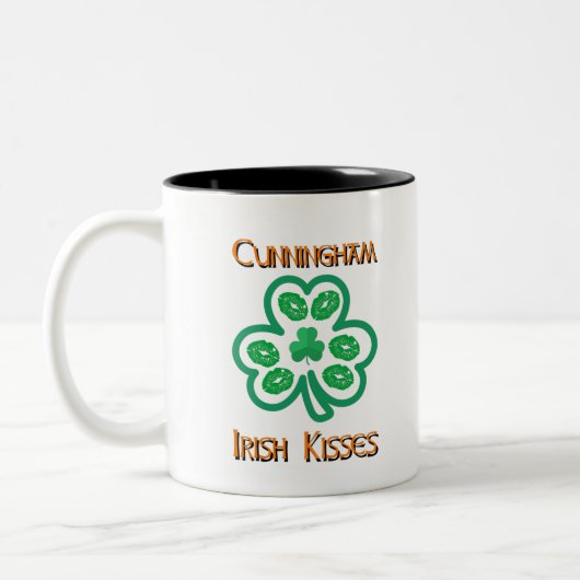 Cunningham Irish Kisses Clover Shamrocks Lips Tweekleurige Koffiemok (Links)
