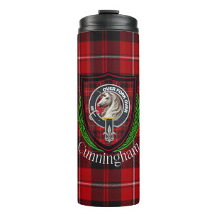 Cunningham Schotse Clan Tartan & Wapen Thermosbeker