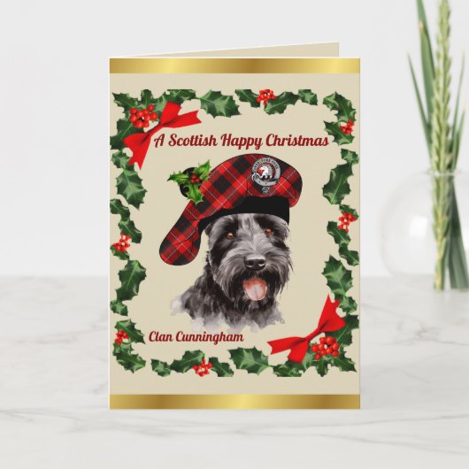 Cunningham Scottie Dog Gepersonaliseerde Kerst Kaart (Voorkant)