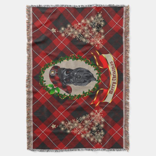 Cunningham Scottie Dog Kerstmis Throw Blanket Deken (Voorkant Verticaal)