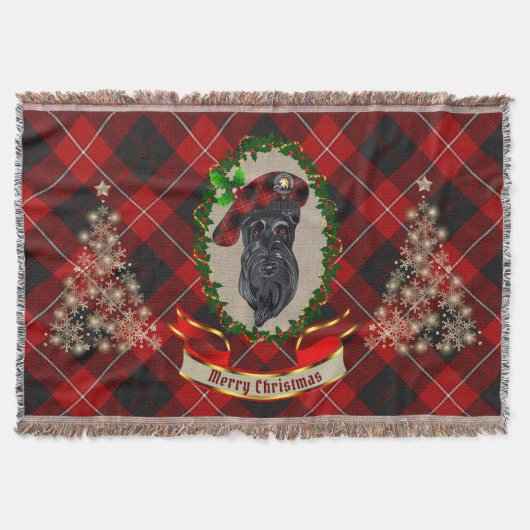 Cunningham Scottie Dog Kerstmis Throw Blanket Deken (Voorkant)