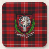 Cunningham Scottish Clan Tartan & Crest Bier Onderzetter (Voorkant)