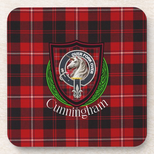 Cunningham Scottish Clan Tartan & Crest Bier Onderzetter (Voorkant)