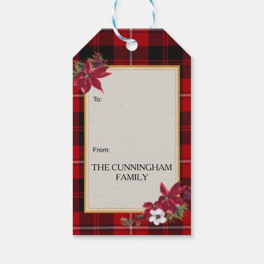 Cunningham Scottish Clan Tartan & Crest Cadeaulabel (Achterkant)