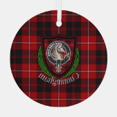 Cunningham Scottish Clan Tartan & Crest Glas Ornament (Achterkant)