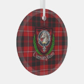 Cunningham Scottish Clan Tartan & Crest Glas Ornament (Voorkant Rechts)