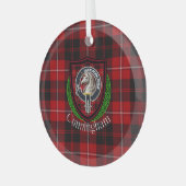 Cunningham Scottish Clan Tartan & Crest Glas Ornament (Voorkant links)