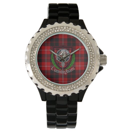 Cunningham Scottish Clan Tartan & Crest Horloge (Voorkant)