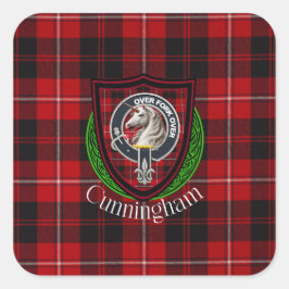 Cunningham Scottish Clan Tartan & Crest Vierkante Sticker