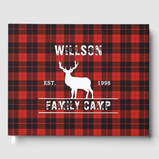 Cunningham Scottish plaid tartan zwart rood Gastenboek (Voorkant)