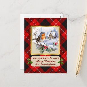 Cunningham Tartan met gepersonaliseerde Robin Feestdagenkaart