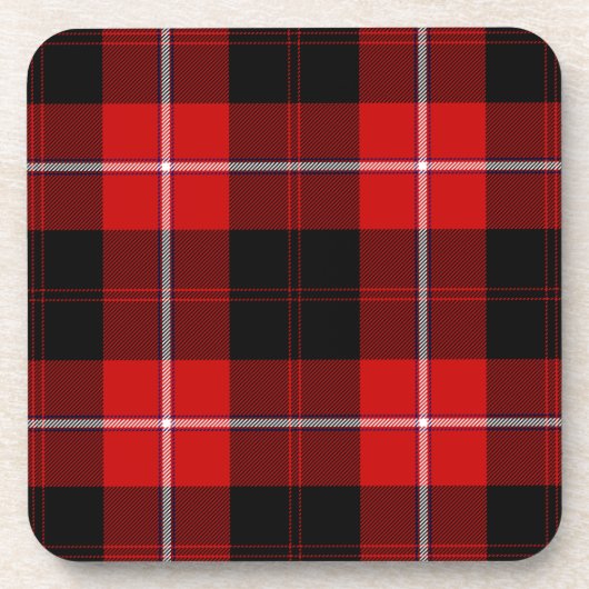 Cunningham Tartan Red Black Pset Bier Onderzetter (Voorkant)
