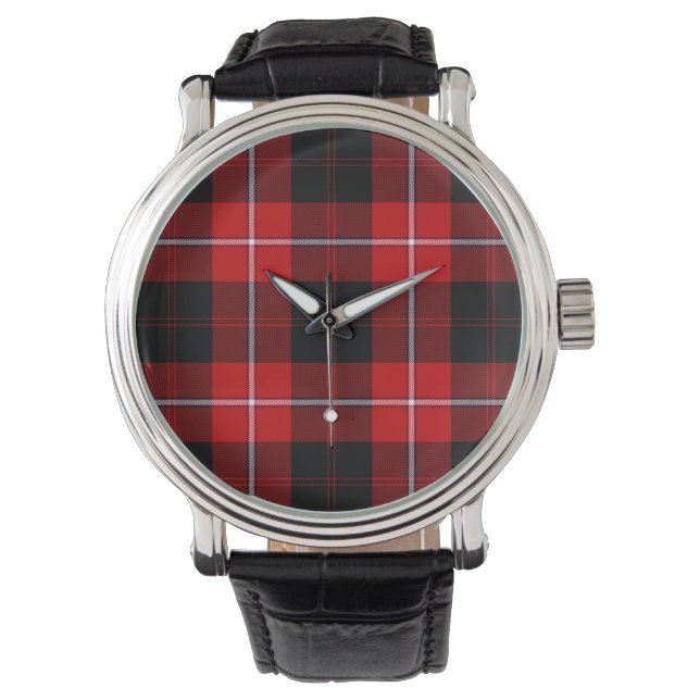 Cunningham Tartan Red Black Pset Horloge (Voorkant)