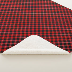 Cunningham Tartan Red Black Pset Sherpa Deken