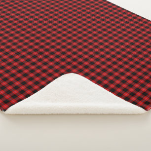 Cunningham Tartan Red Black Pset Sherpa Deken