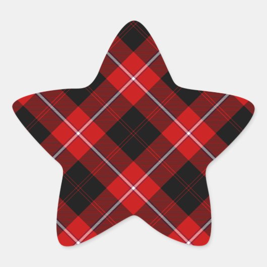 Cunningham Tartan Red Black Pset Ster Sticker (Voorkant)